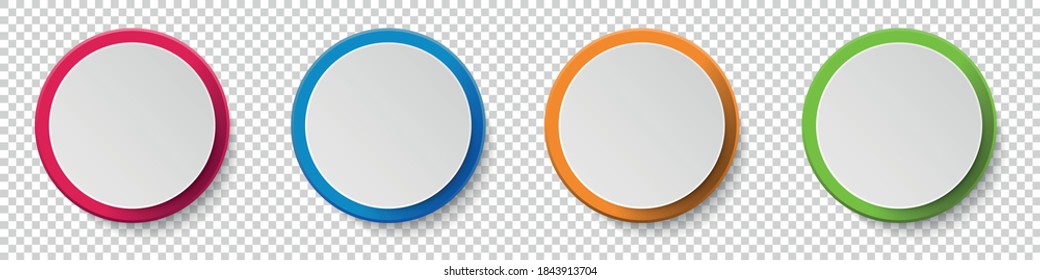 Colorful Empty Round Button Set - Vector Illustrations - Isolated On Transparent Background