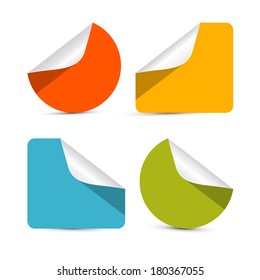 Colorful Empty Stickers - Labels Set Isolated on White Background