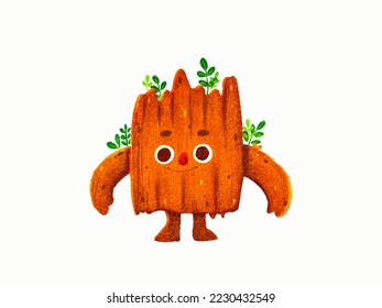 Colorful enchanted tree for kids design. Childish illustration of a big tree, cute colorful forest cartoon. Vector graphics.