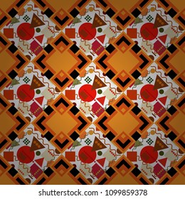 Colorful endless background in violet, purple and brown colors. Ethnic seamless pattern with tribal abstract elements.