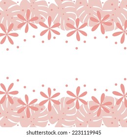 Colorful endless frame in trendy muted pink shades with Copyspace on a transparent background.