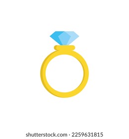 Colorful engagement ring. Vector icon. Isolated on white background.