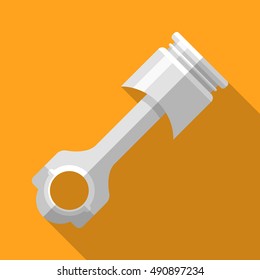 Colorful engine piston icon in modern flat style with long shadow. Car parts and service vector illustration