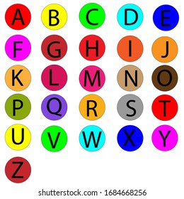 COLORFUL ENGLISH BLOCK LETTERS IN CIRCLES READY TO USE FOR WEB DESIGN