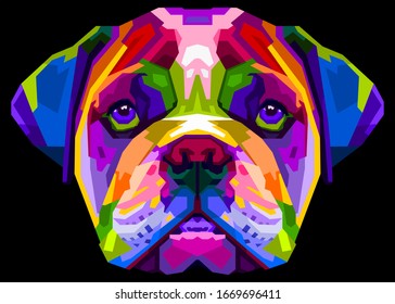 colorful english bulldog on pop art style. vector illustration
