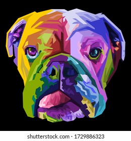 colorful english bulldog on pop art style. vector illustration.