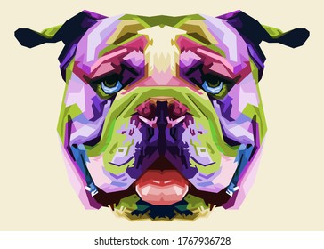 colorful english bulldog on pop art style. vector illustration.