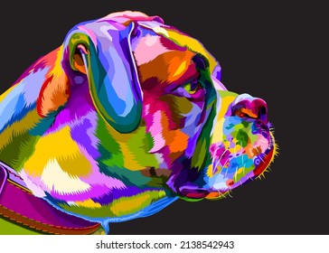 colorful english bulldog on pop art style. geometric. Polygonal Animals.