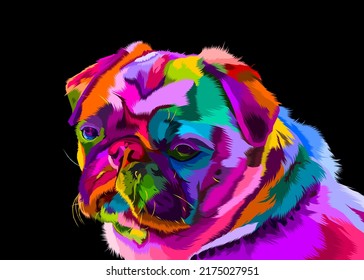 colorful english bulldog on pop art style. geometric. Polygonal Animals.