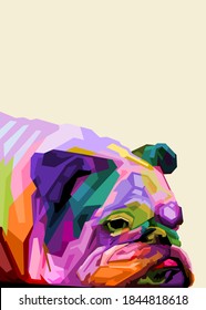 colorful english bulldog in pop art style. cute lazy dog. vector illustration.