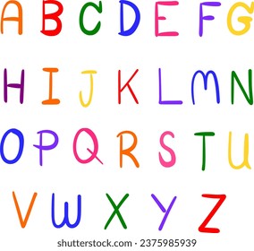 bunter englisches Alphabet, handgezeichnet Alphabet A B C D E F G H I J K L M N O P R S U V W X Y Z
