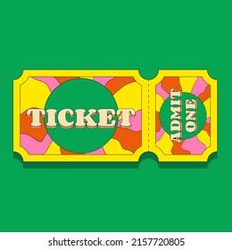 Colorful Entrance Ticket for One Person in a Retro Groove Style