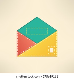 Colorful envelope with copyspace. Mail and communication concept. Vector illustration.