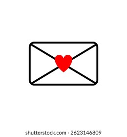 Colorful envelope design with a red heart symbolizing love and communication in an artistic style
