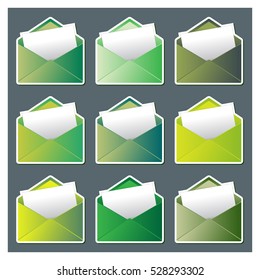 Colorful envelope and white paper for a mail