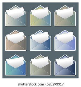 Colorful envelope and white paper for a mail