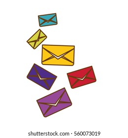 colorful envelopes over white background. vector illustration