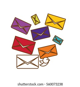 colorful envelopes over white background. vector illustration