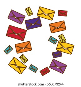 colorful envelopes over white background. vector illustration
