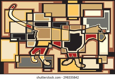 Colorful eps8 editable vector mosaic illustration of a leopard