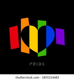 colorful equality heart shape symbol pride love simple design minimalist visual message for web or print element