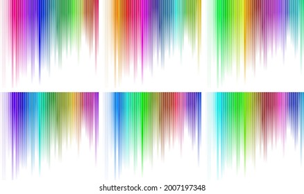 Colorful equilizer vertical bars from the top for audio spectrum graphical representation set of 6