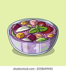 Colorful Es Buah Dessert Illustration