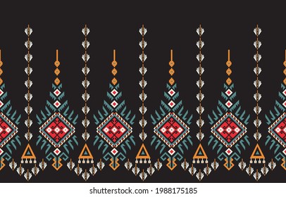 Colorful Ethnic abstract background. Seamless pattern in tribal, folk embroidery, and Mexican style. Aztec geometric art ornament print.Design for carpet, wallpaper, clothing, wrapping, fabric, cover