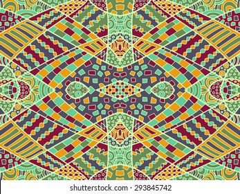 Colorful ethnic bright zentangle background. Vector can be used for creating backgrounds and surface textures, web design, textile and other crafts.