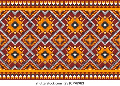 Colorful ethnic geometric border pattern. Vector ethnic geometric square overlapping shape seamless pattern. Colorful ethnic pattern use for textile, home decoration elements, upholstery, wrapping.