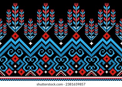 Colorful ethnic geometric fabric pattern. Abstract fabric design pixel art. colorful pixel art pattern. designed for fabric patterns, textiles, home decor, decoration, wallpaper
