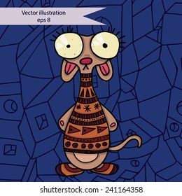 Colorful ethnic hand-drawn creature monster Colorful ethnic hand-drawn creature monster