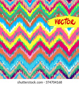 Colorful ethnic ikat pattern. Vector tribal chevron ornament. Hand drawn vector ikat pattern.