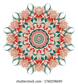 Colorful ethnic mandala design, hand drawn vector illustration