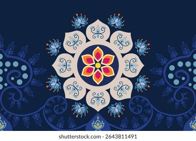 Colorful ethnic mandala pattern inspired by Indian and Pakistani truck art, perfect for Diwali themes, boho textiles, and cultural design projects