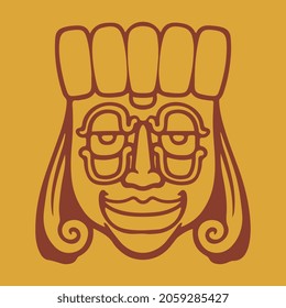 Colorful ethnic mayan masks. Ethnic ritual heads. Ancient African bright color Flat cartoon vector isolated illustration