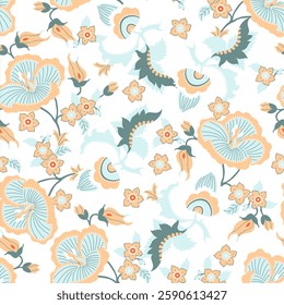 Colorful ethnic paisley fantasy floral seamless pattern.