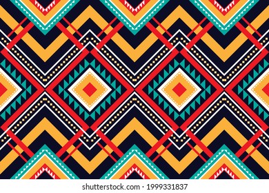 colorido patrón étnico de fondo diseño tradicional para, alfombra, papel pintado, ropa, envoltura, batik, tela. aztec abstract geométrica sin costura. estilo de bordado de ilustración vectorial.