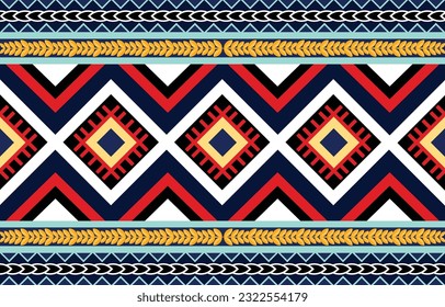 Colorful Ethnic pattern Design.Ethnic pattern Designed with geometric shapes and beautiful colors.Ethnic pattern Designed for clothing,fabric,carpet,backgrond, wallpaper,fashoin.