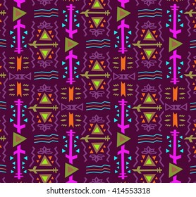 colorful ethnic pattern Geometric and aztec decor elements