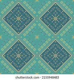 colorful ethnic pattern with geometric seamless square in for fabric pattern