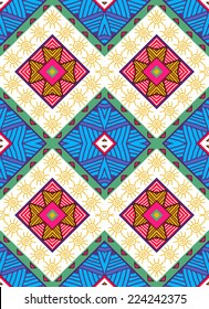 Colorful ethnic pattern, seamless wallpaper, vector illustration