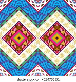 Colorful ethnic pattern, seamless wallpaper, vector illustration