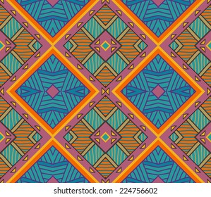 Colorful ethnic pattern, seamless wallpaper, vector illustration