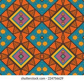 Colorful ethnic pattern, seamless wallpaper, vector illustration