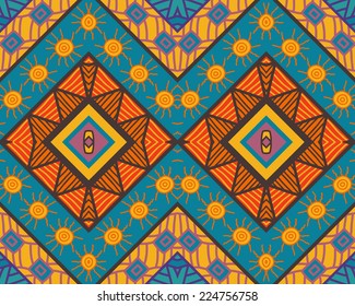 Colorful ethnic pattern, seamless wallpaper, vector illustration