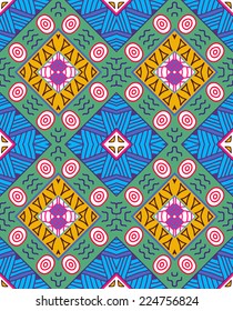 Colorful ethnic pattern, seamless wallpaper, vector illustration