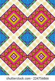 Colorful ethnic pattern, seamless wallpaper, vector illustration