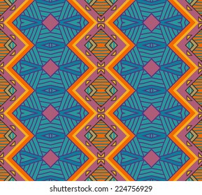Colorful ethnic pattern, seamless wallpaper, vector illustration