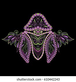 Colorful ethnic  pattern. Vector print with paisley and  decorative elements for design,  for embroidery, for women's clothing.